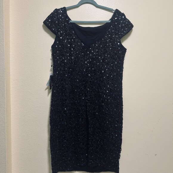 ADRIANA PAPELL Women's Black Elegant Sequin Dress - Picture 3 of 5